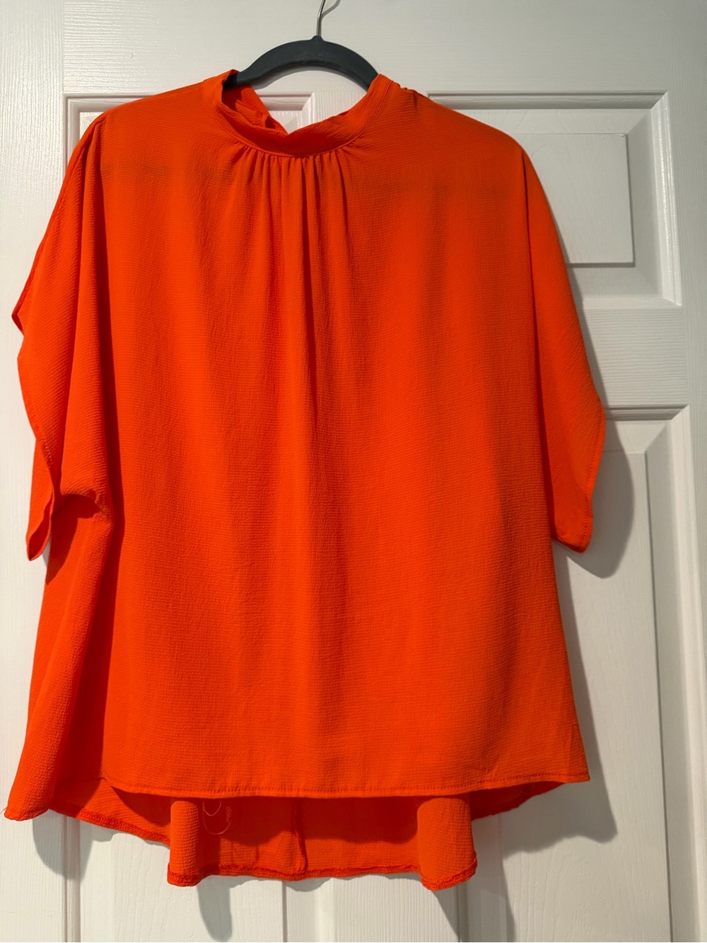 Orange Tie Neck Blouse XL | Flowy Statement Top